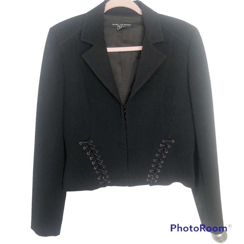 Isabel de Pedro Mr Cat black gothic semi crop jacket corset details